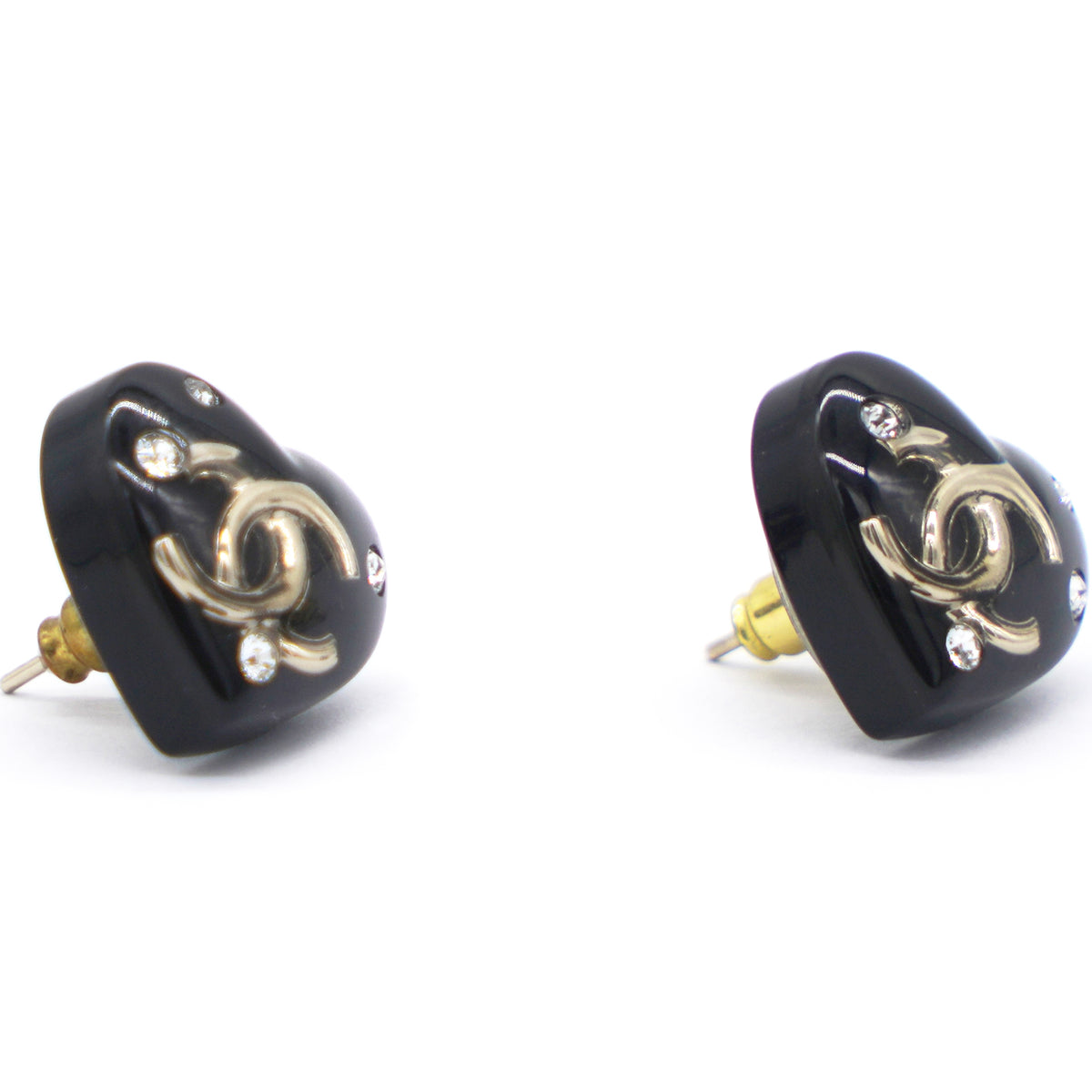 Chanel black clearance resin earrings