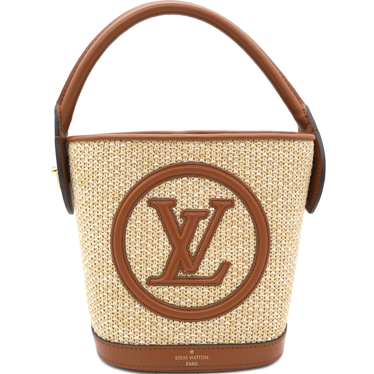 Louis Vuitton Petit Bucket NM Bag Raffia with Leather Neutral