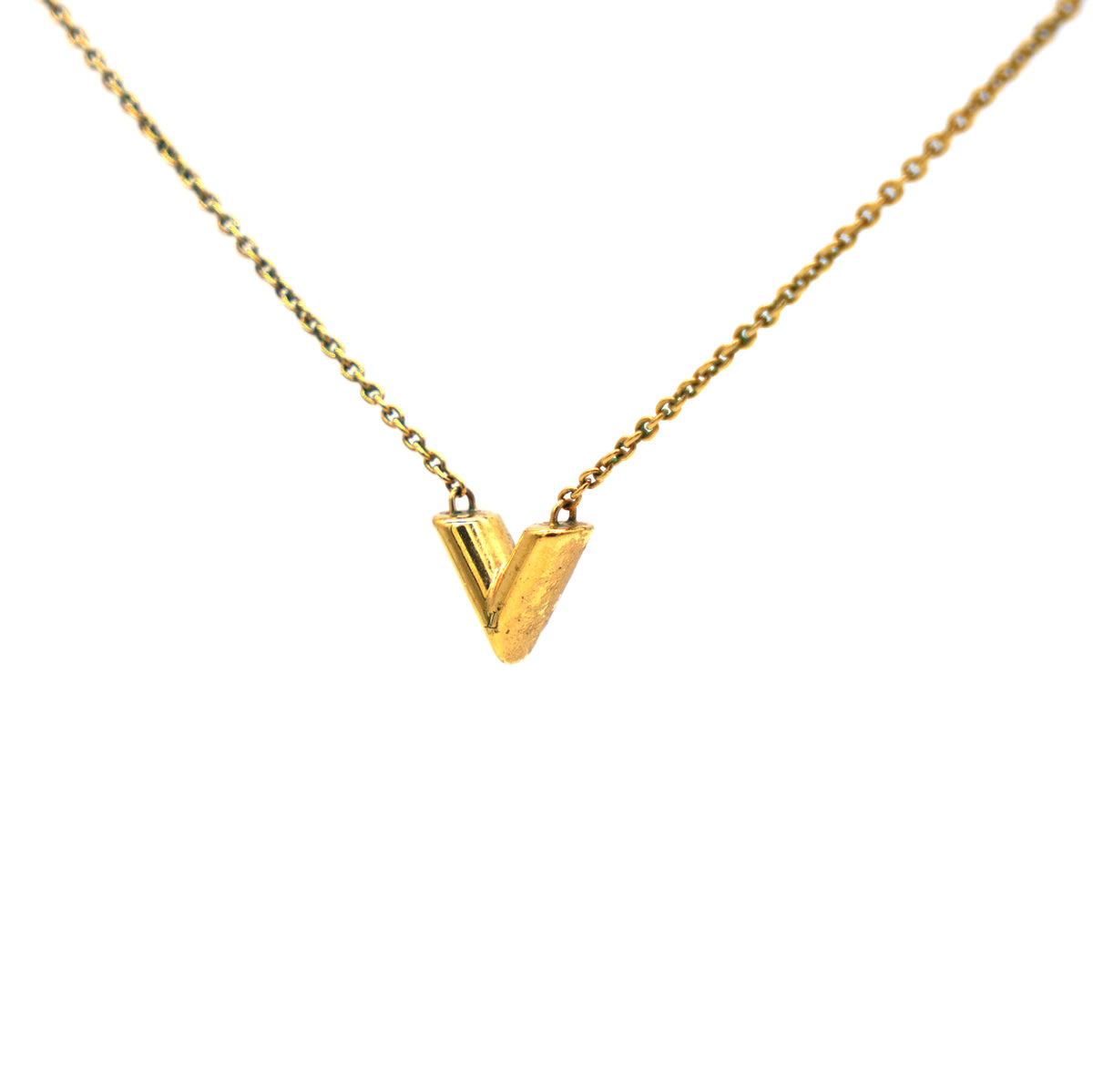 Women's Spring Fashion Louis Vuitton Essential V Big V Motif Pendant Yellow  Gold Plated Jewellery Set