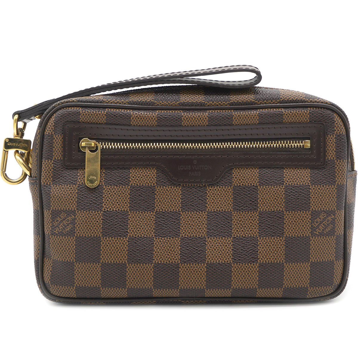 Louis Vuitton Macao Wristlet Clutch Damier Ébène Canvas Brown Leather  ref.613470 - Joli Closet