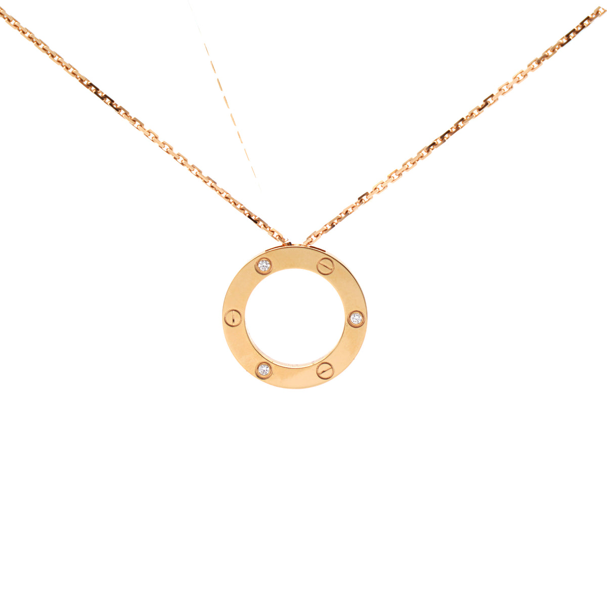 Cartier Love 18K 3 Diamonds Necklace RoseGold STYLISHTOP