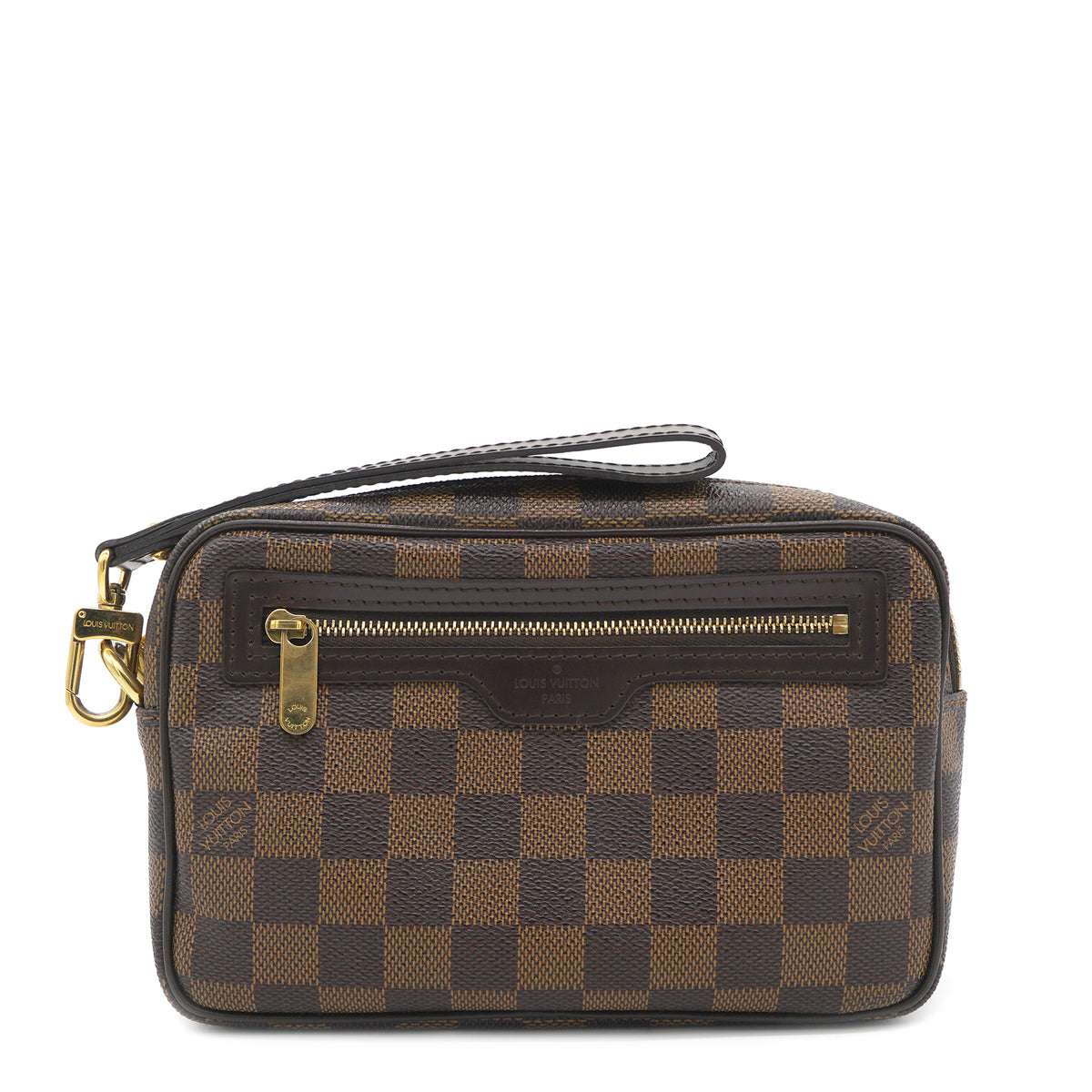 Louis Vuitton Macao Wristlet Clutch Damier Ébène Canvas Brown Leather  ref.613470 - Joli Closet