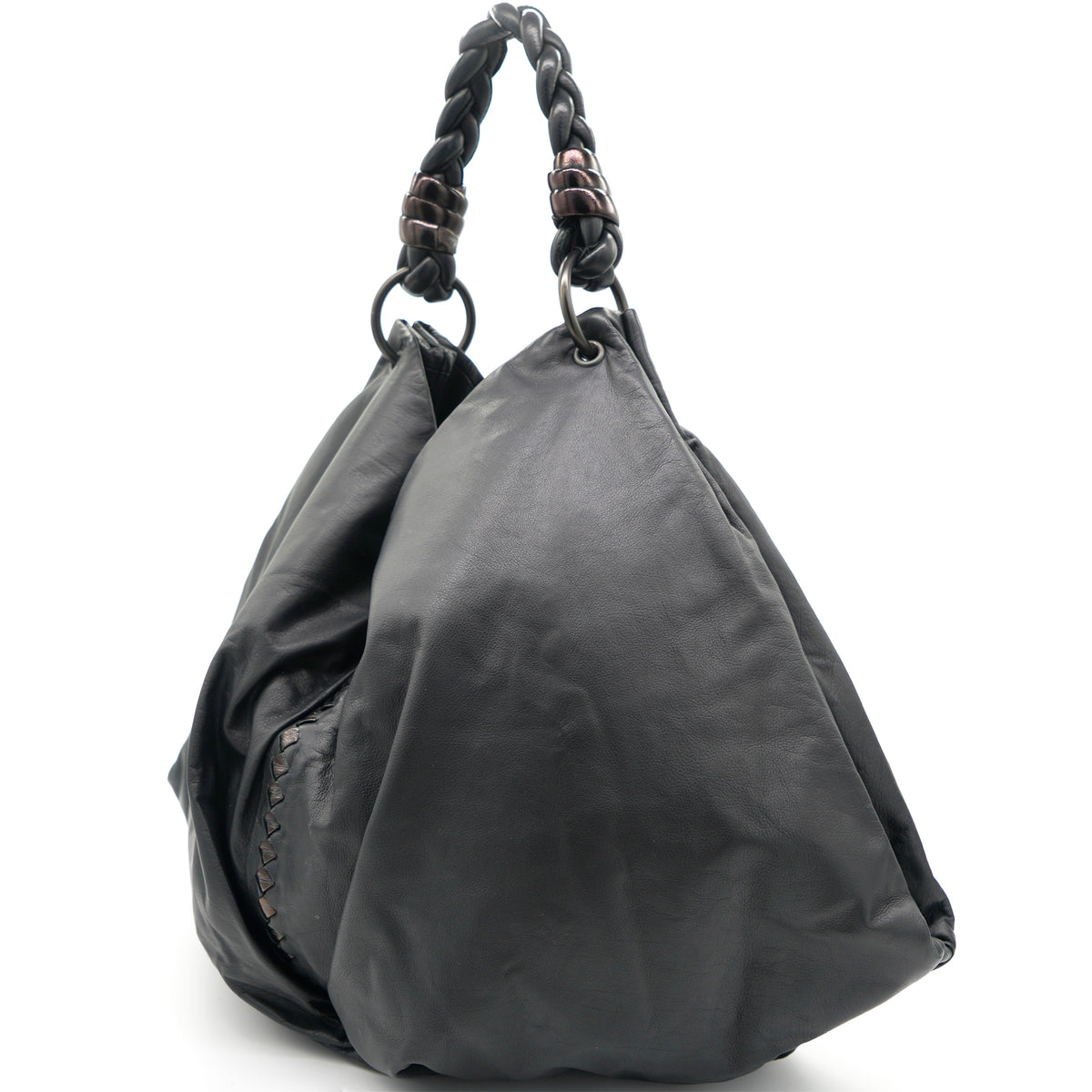 Bottega Veneta Black Intrecciato Detail Leather Hobo Bag – STYLISHTOP