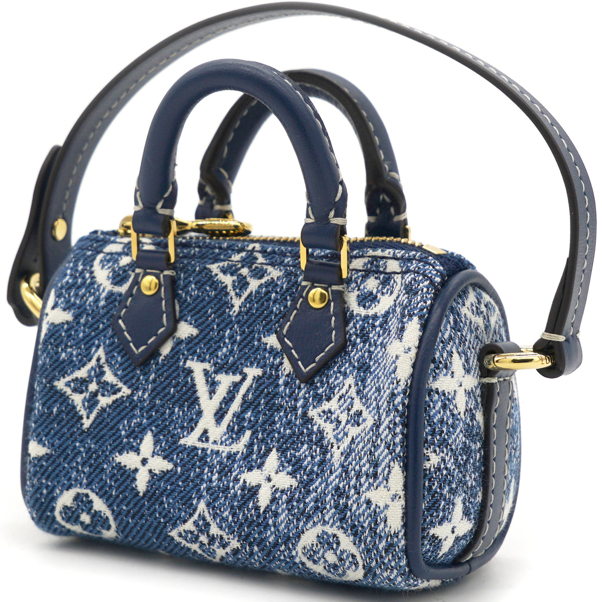 Shop Louis Vuitton Micro speedy denim bag charm (M00546) by CITYMONOSHOP