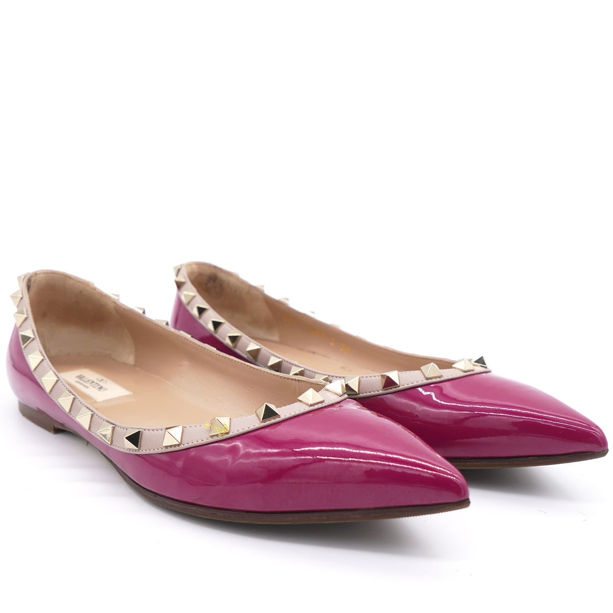 Pink valentino rockstud store flats