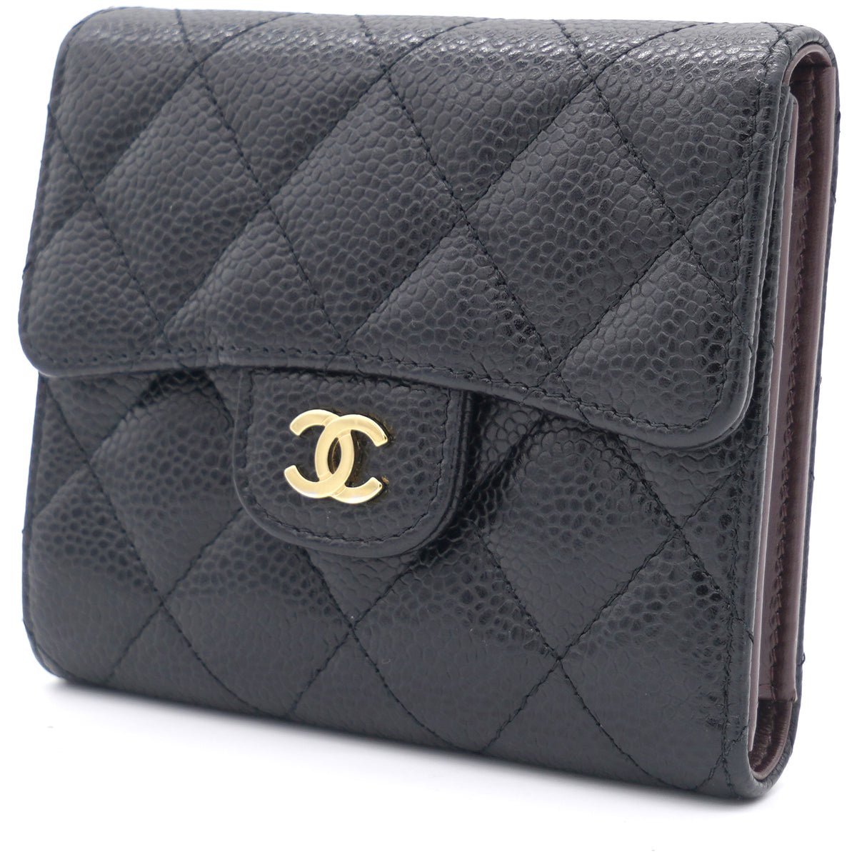 Chanel Caviar Quilted Small Compact Wallet Black STYLISHTOP