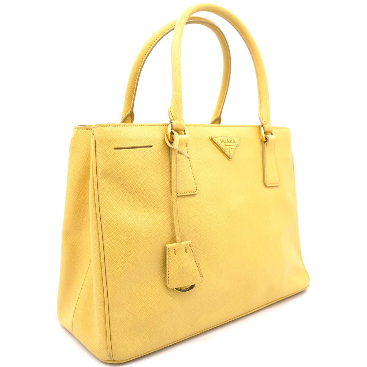 Prada Yellow Saffiano Lux Leather Parabole Shopping Tote Bag BN2401 -  Yoogi's Closet