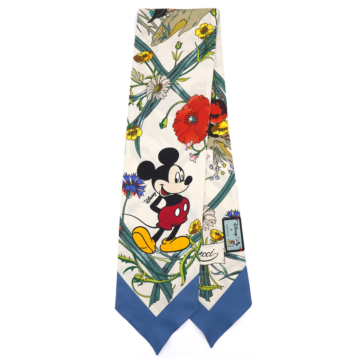 Gucci X Disney Silk Neck Bow in White Blue