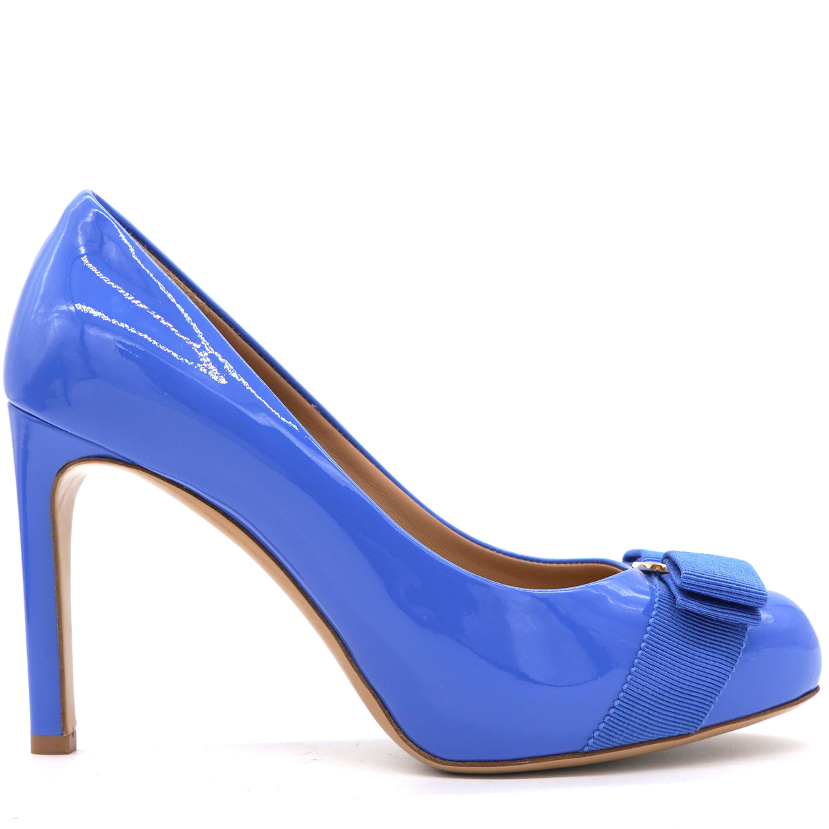 Salvatore Ferragamo Vara Bow Pumps Patent Oxford Blue Ghw – voilà.id