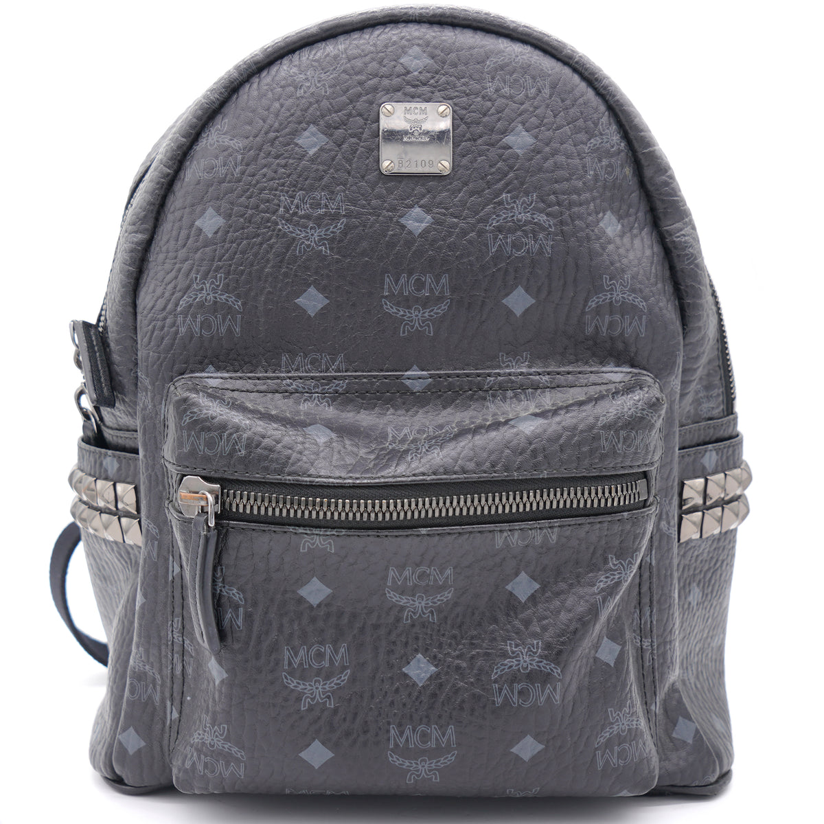 MCM Visetos Side Stud Small Stark Backpack Black STYLISHTOP