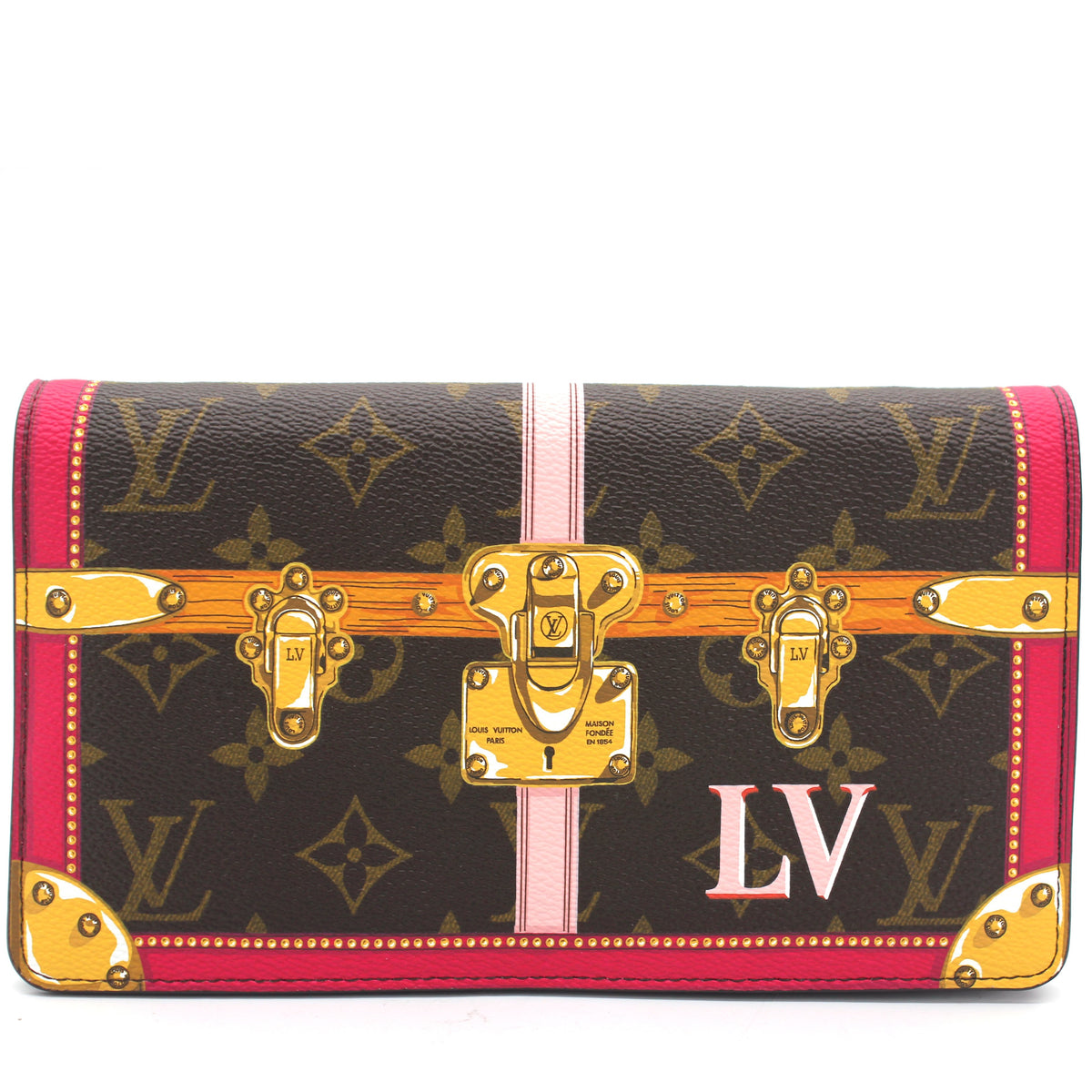 Louis Vuitton Monogram Summer Trunks Pochette N60108 Pink Cloth