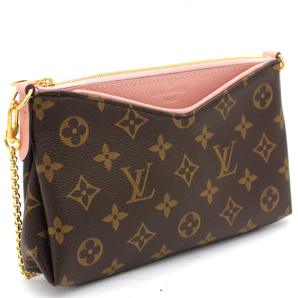 Louis Vuitton Pallas Clutch Monogram Canvas Bag Brown