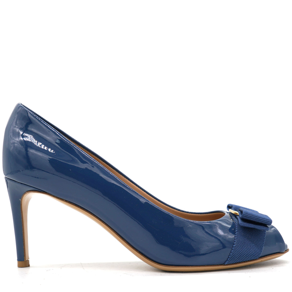 Salvatore Ferragamo SEVERINA Blue Denim Flat Heels Size 8.5 AA 