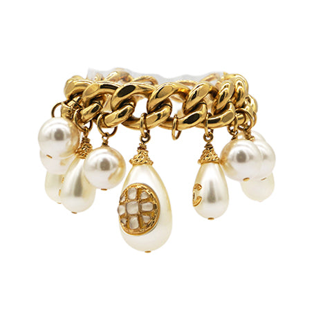 Pearl Charm Chain Cuff Bracelet