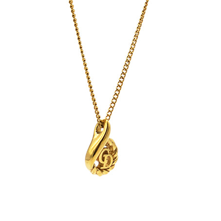 Necklace CD Drop Motif GP Plated Gold Women's