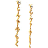 Crystal Pearl 90’s Icon Drop Letter Earrings Gold