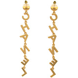 Crystal Pearl 90’s Icon Drop Letter Earrings Gold