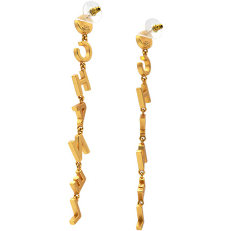 Crystal Pearl 90’s Icon Drop Letter Earrings Gold