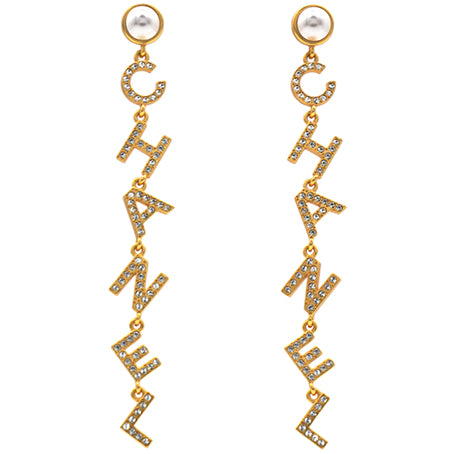 Crystal Pearl 90’s Icon Drop Letter Earrings Gold