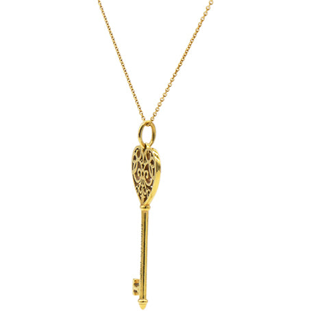 Enchant Heart Key Pendant Necklace 18k Yellow Gold & Diamond