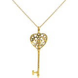 Enchant Heart Key Pendant Necklace 18k Yellow Gold & Diamond