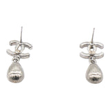 Crystal CC Teardrop Earrings Silver