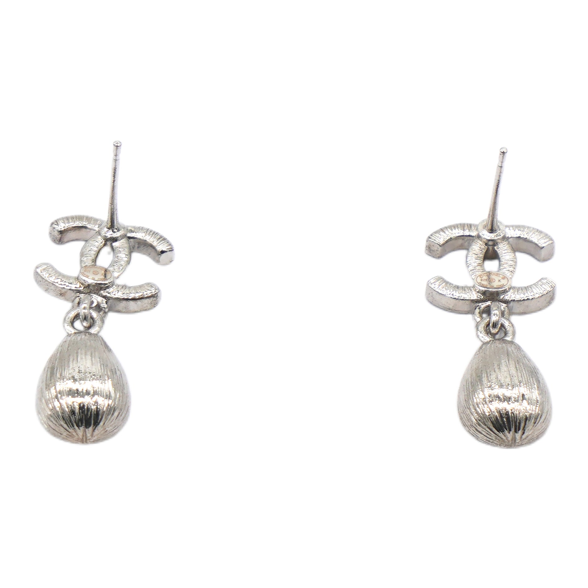 Crystal CC Teardrop Earrings Silver