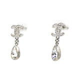 Crystal CC Teardrop Earrings Silver