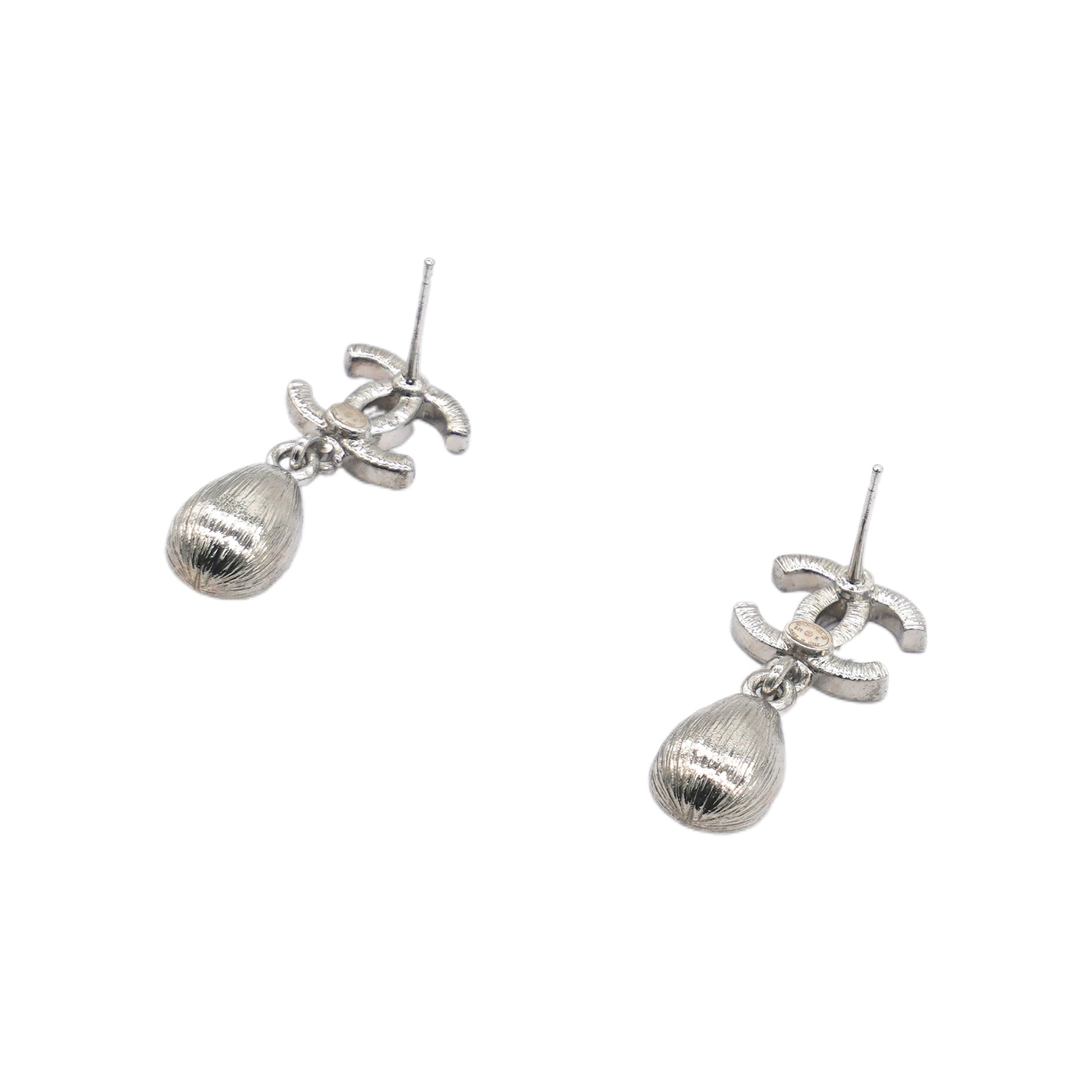 Crystal CC Teardrop Earrings Silver