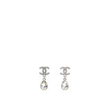 Crystal CC Teardrop Earrings Silver