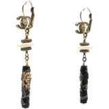 Enamel CC Earrings Black Gold