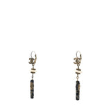 Enamel CC Earrings Black Gold