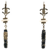 Enamel CC Earrings Black Gold