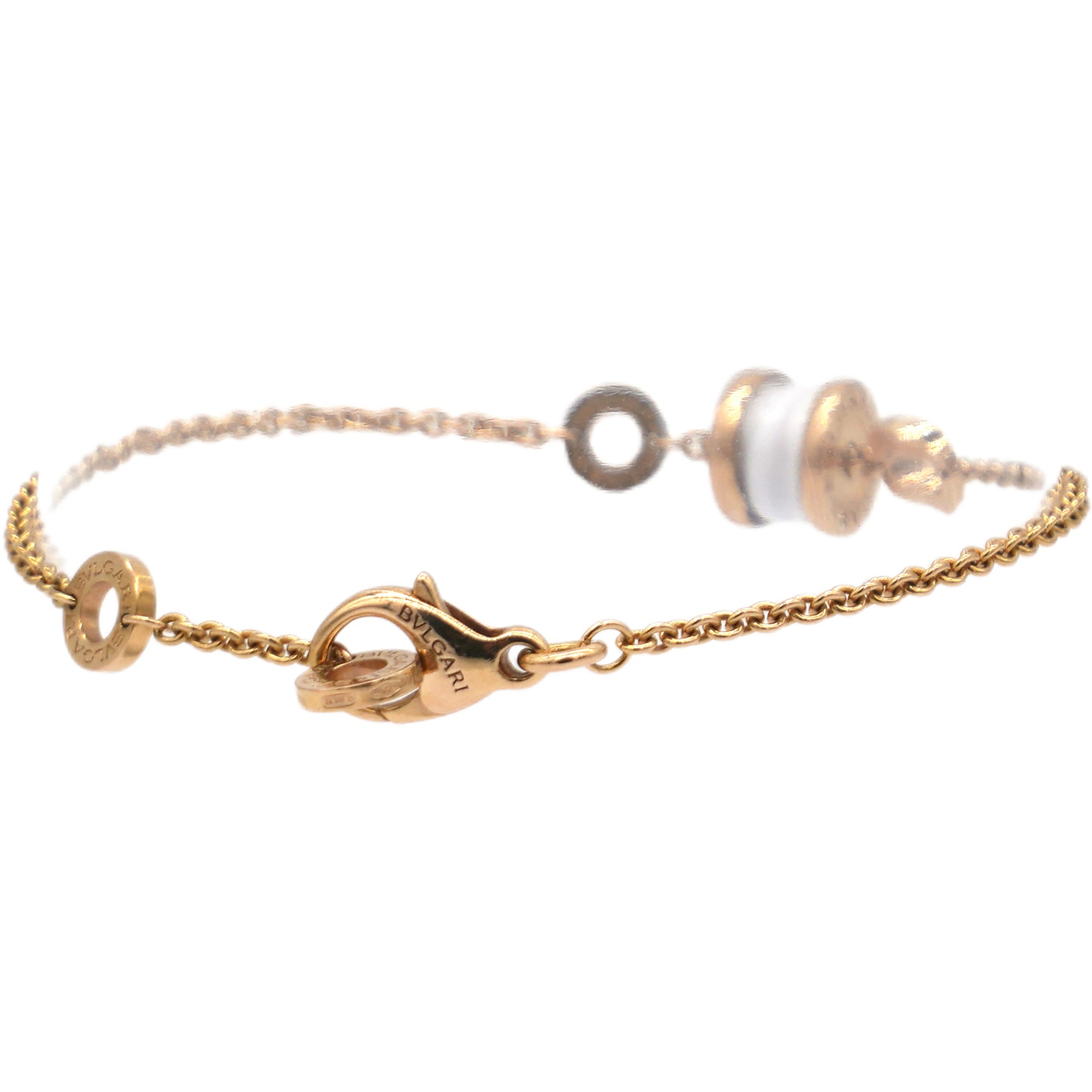 B.Zero Soft Bracelet In 18 Kt Rose Gold With 18 Kt Rose Gold And White Ceramic Pendant