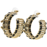 Earring Loop Leather Threaded Gold