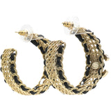 Earring Loop Leather Threaded Gold