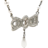 Metal Coco Mark Necklace Pearl Rhinestone