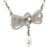 Metal Coco Mark Necklace Pearl Rhinestone