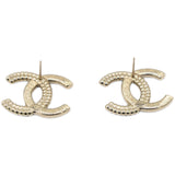 Pearl & Crystal CC Logo Earring