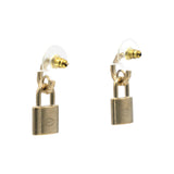 Metal Lock Drop Earrings Light Gold