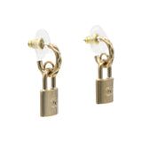 Metal Lock Drop Earrings Light Gold