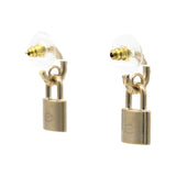 Metal Lock Drop Earrings Light Gold