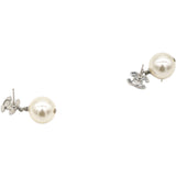 CC Drop Earrings Crystal Pearl Silver