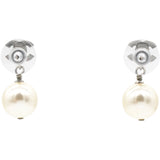 CC Drop Earrings Crystal Pearl Silver