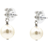 CC Drop Earrings Crystal Pearl Silver