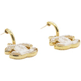 CC Logo Earrings Gold/White