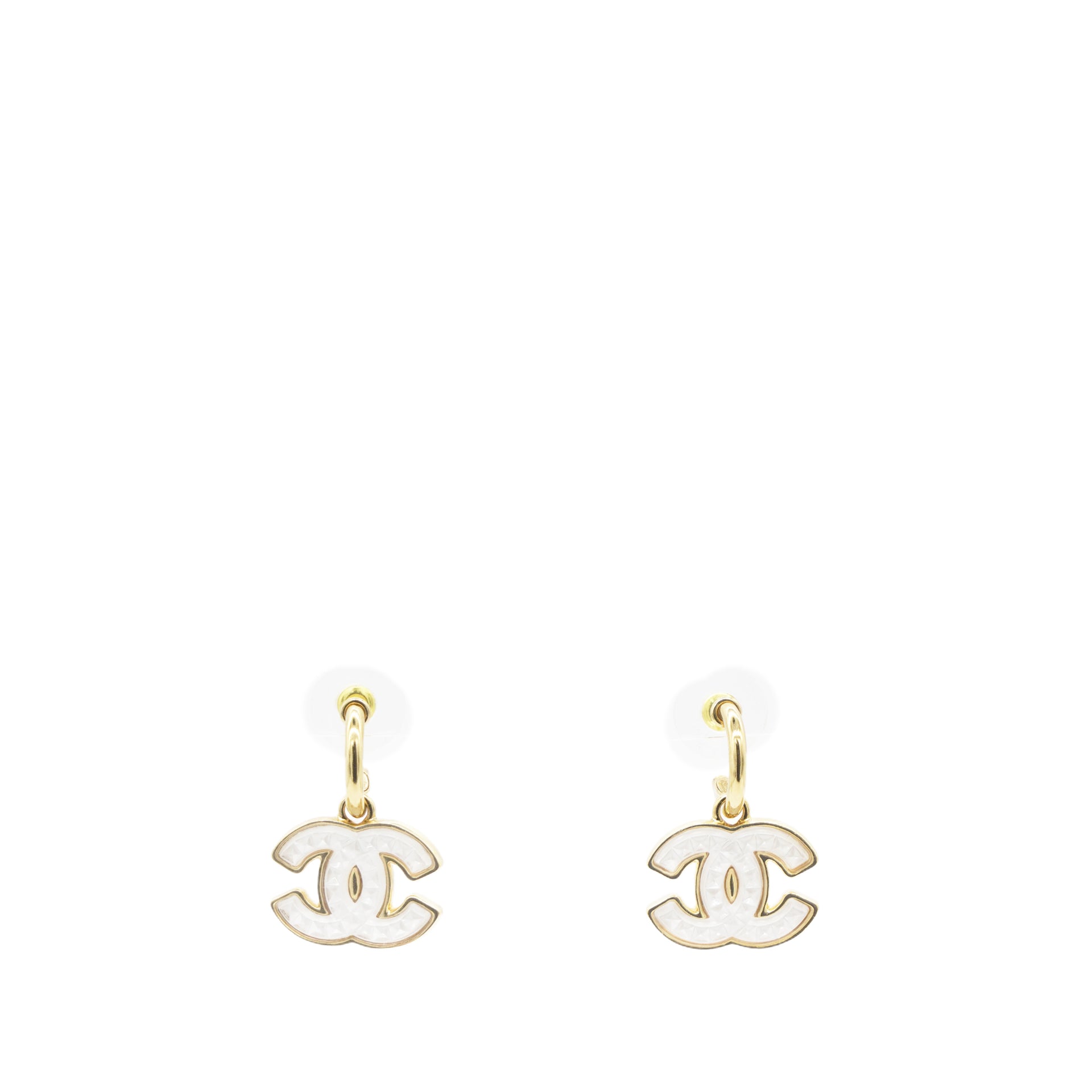 CC Logo Earrings Gold/White