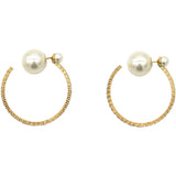 Tribal Pearl & Gold Metal Earrings Golden