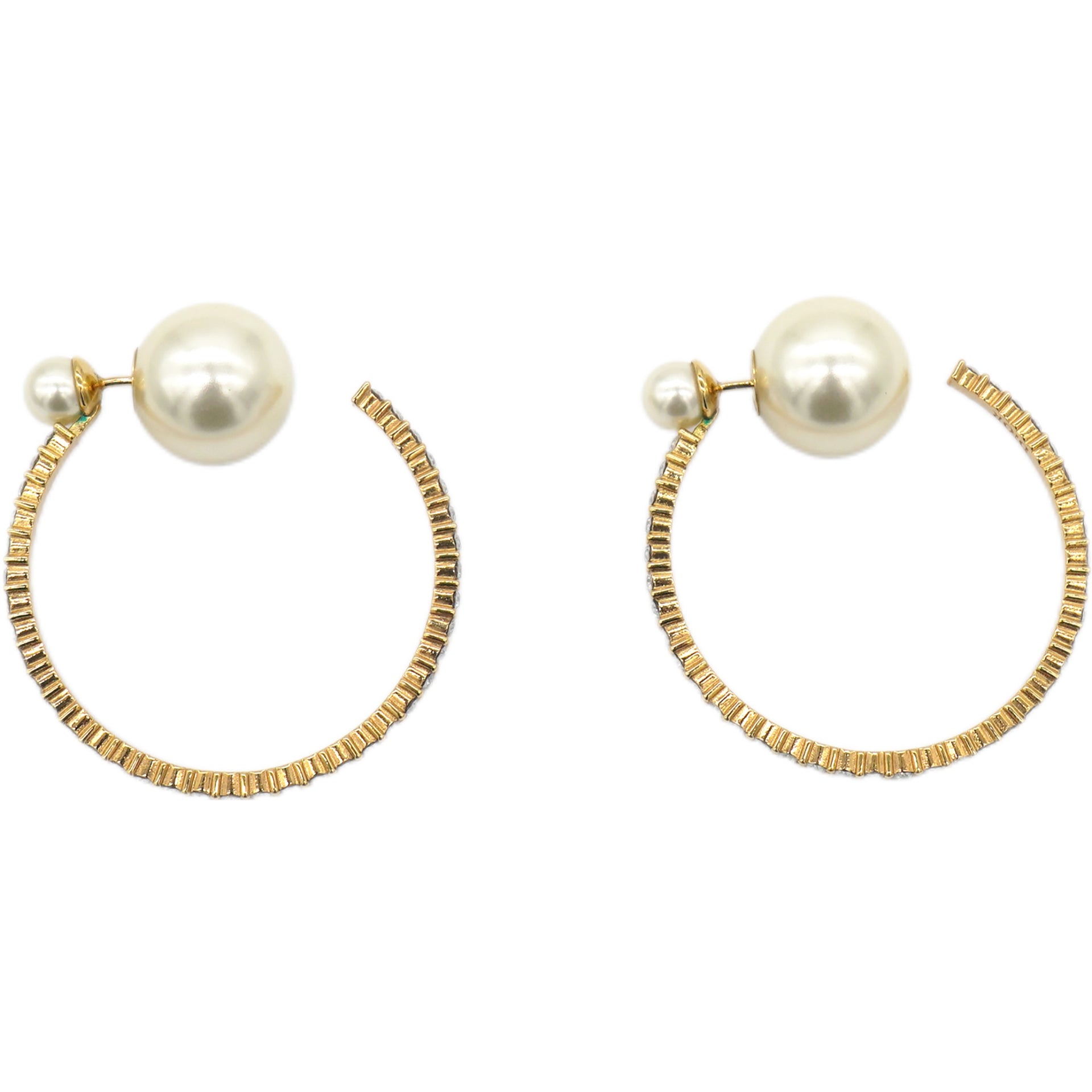 Tribal Pearl & Gold Metal Earrings Golden