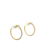 Tribal Pearl & Gold Metal Earrings Golden